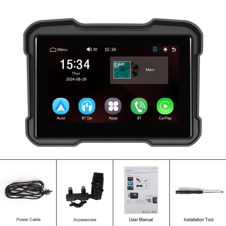 Motorcycle Wireless CarPlay and Android Auto 5 inch HD Screen Waterproof Navigator