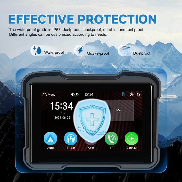 Motorcycle Wireless CarPlay and Android Auto 5 inch HD Screen Waterproof Navigator