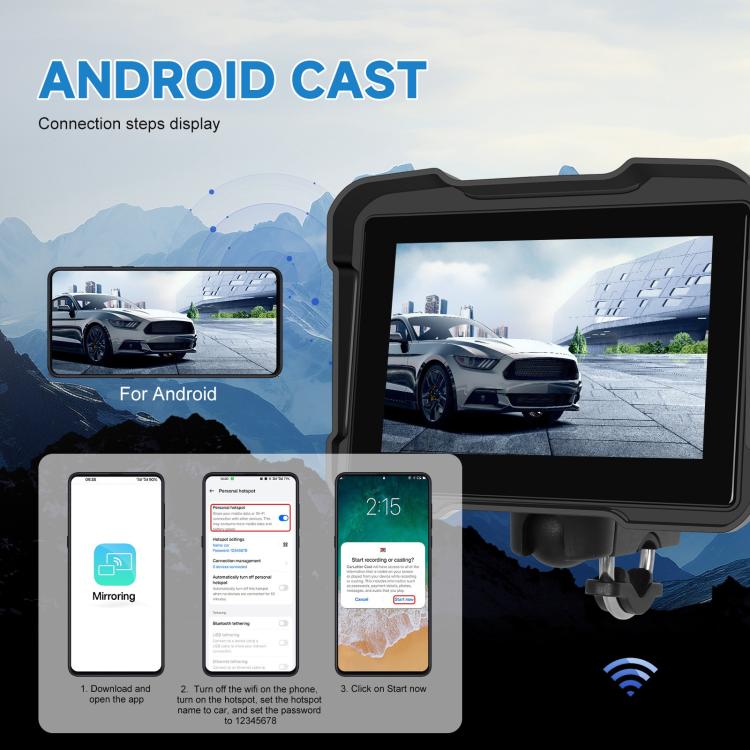 Motorcycle Wireless CarPlay and Android Auto 5 inch HD Screen Waterproof Navigator