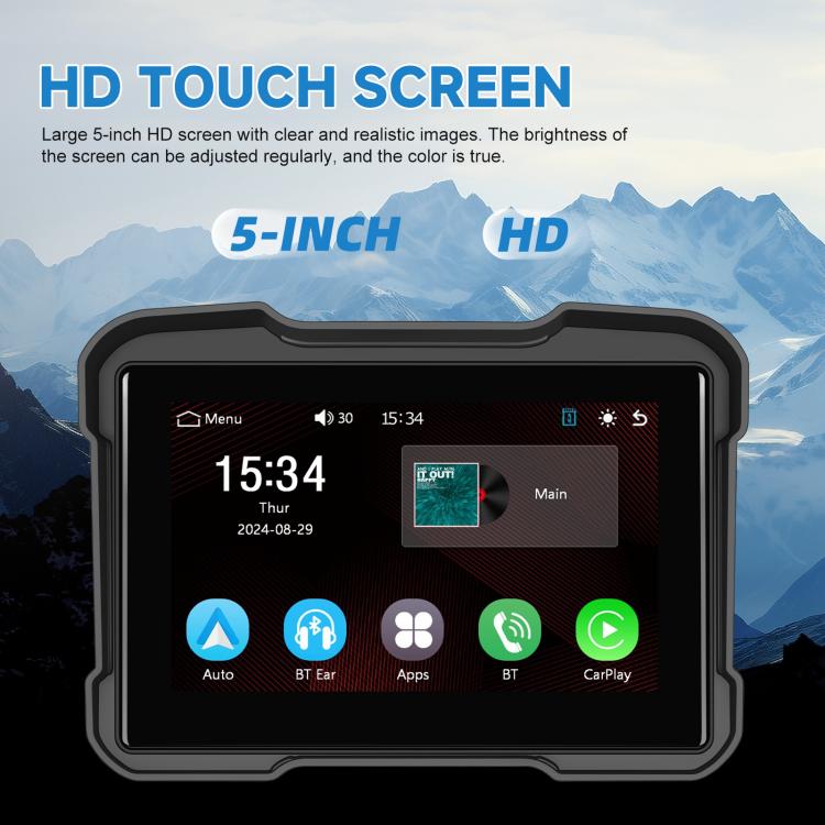 Motorcycle Wireless CarPlay and Android Auto 5 inch HD Screen Waterproof Navigator