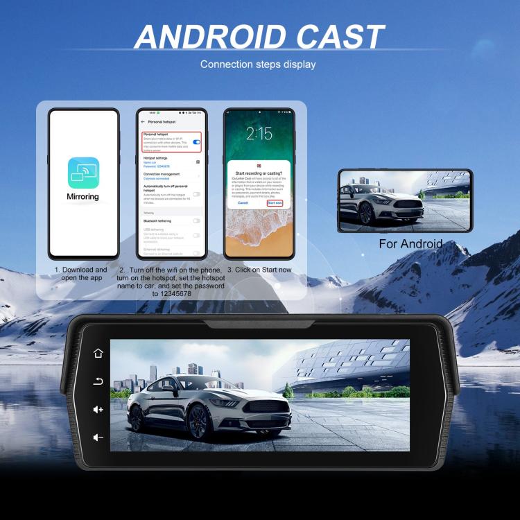 Portable Motorcycle Wireless CarPlay and Android Auto 6.86 inch HD Screen Waterproof Navigator