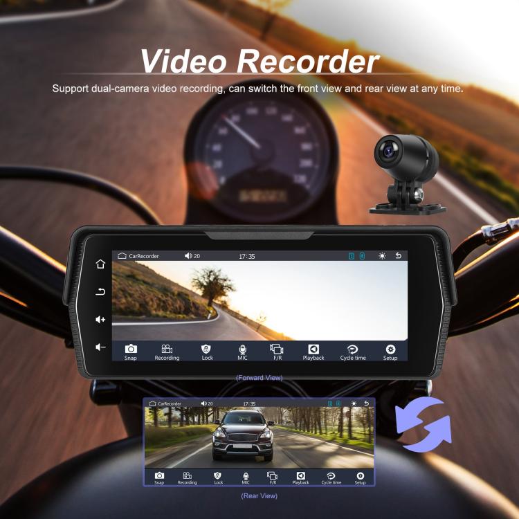 Portable Motorcycle Wireless CarPlay and Android Auto 6.86 inch HD Screen Waterproof Navigator