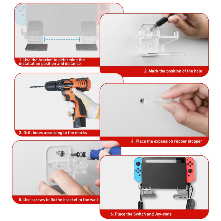 For Nintendo Switch 1 / 2 Acrylic Wall Split Symmetrical Storage Bracket