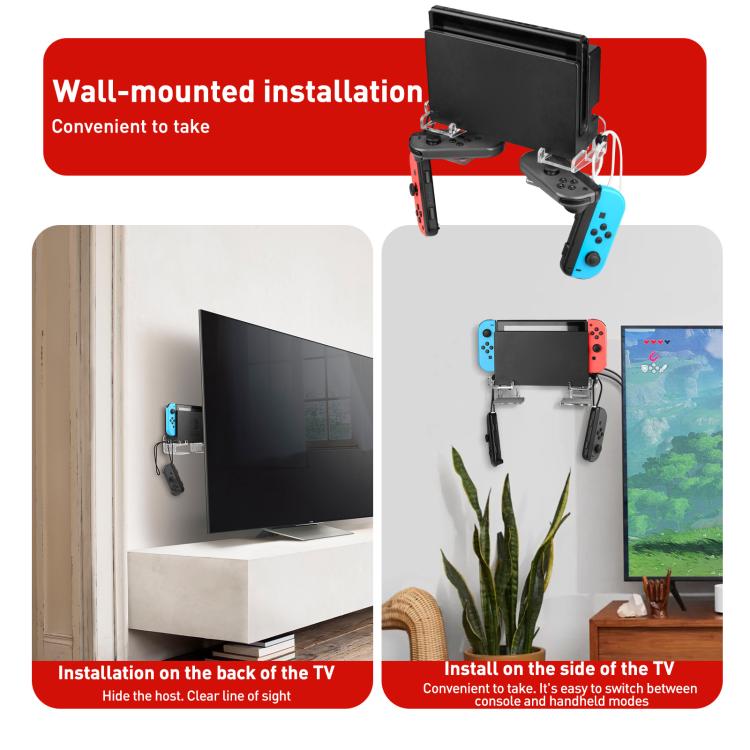 For Nintendo Switch 1 / 2 Acrylic Wall Split Symmetrical Storage Bracket