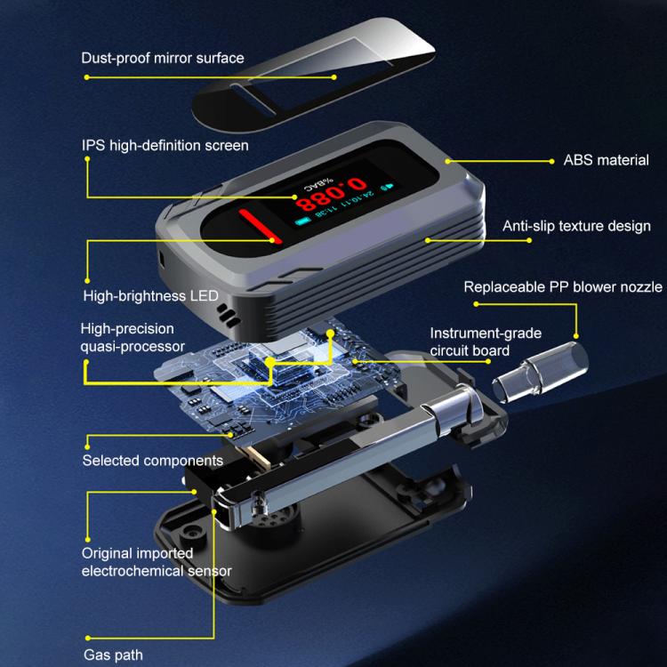 D2000 HD IPS Screen Portable Blow-Type High-Precision Alcohol Content Tester