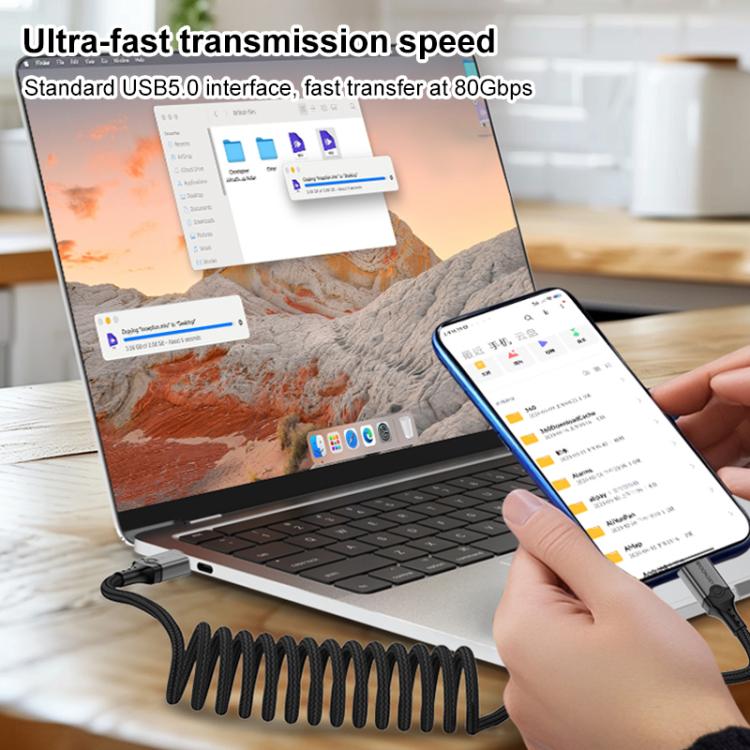 DOONJIEY DJUSB510GR 80Gbps Type-C 16K HD Projection Spring Conversion Cable