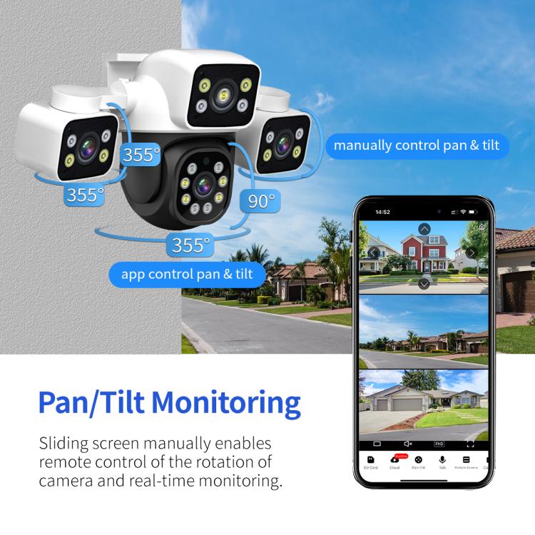 ESCAM PT223 3x4MP HD Motion Detection WiFi Three-screen PTZ IP Camera