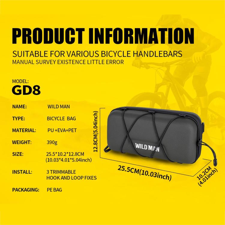 WILD MAN GD8 Mountain Bicycle EVA Hard Shell Handlebar Bag
