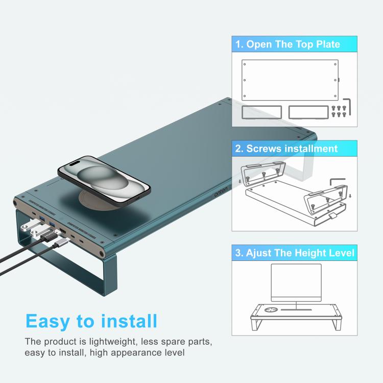 Onten OTN-95209 Computer Laptop Monitor Riser Holder, with Wireless Charging