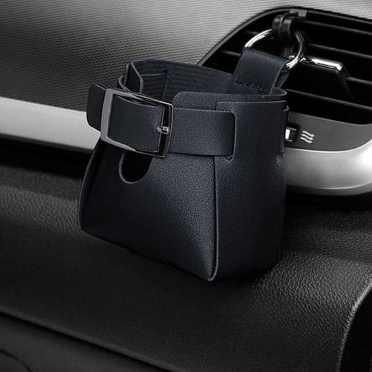 Car Air Vent PU Leather Storage Hanging Bag