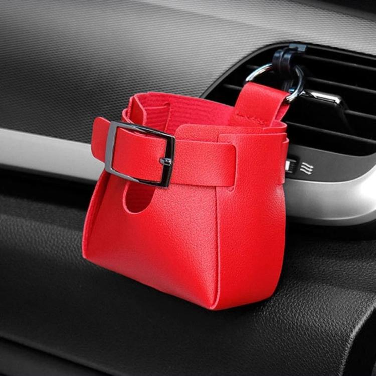Car Air Vent PU Leather Storage Hanging Bag