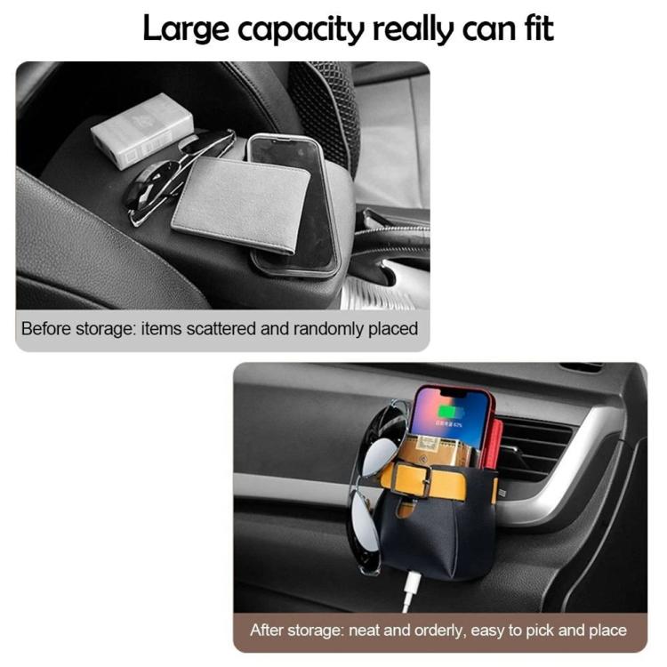 Car Air Vent PU Leather Storage Hanging Bag