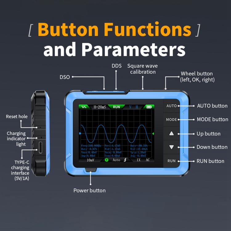 FNIRSI DSO510 Handheld Small Digital Portable Tablet Oscilloscope