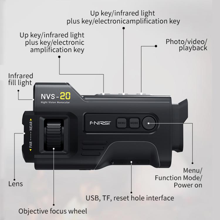FNIRSI NVS-20 Small Portable Outdoor 4K Full Color HD Infrared Night Vision Device, NVS-20
