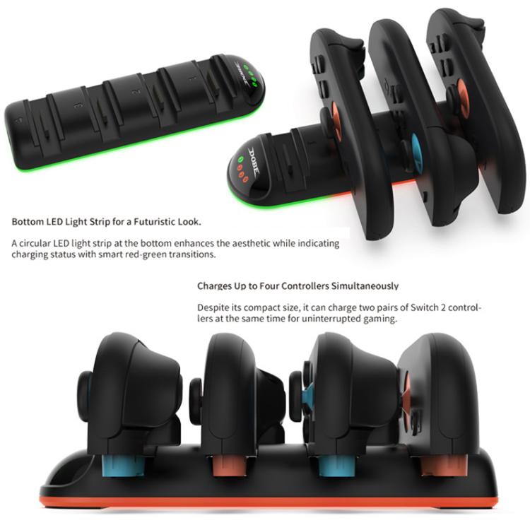 For Nintendo Switch 2 Handle 4 in 1 Charging Station with LED Display Light