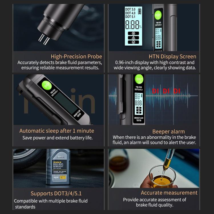 YM-C03 Digital Display Car Brake Fluid Tester Brake Fluid Water Content Tester