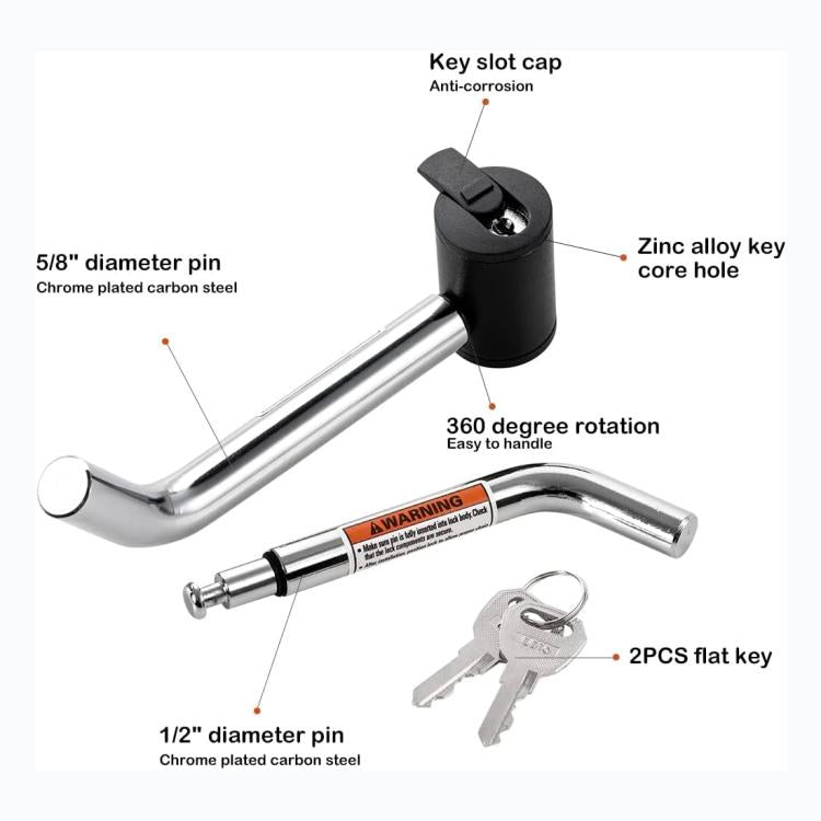 5/8 inch and 1/2 inch Car American Towing Hitch Metal Lock