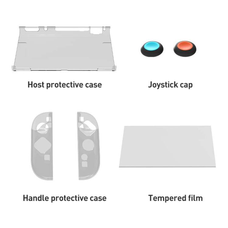 For Nintendo Switch 2 iPlay HBS-2817 6 in 1 Controller Transparent Protective Case