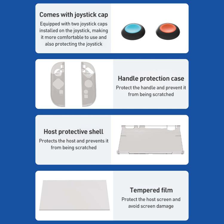 For Nintendo Switch 2 iPlay HBS-2817 6 in 1 Controller Transparent Protective Case