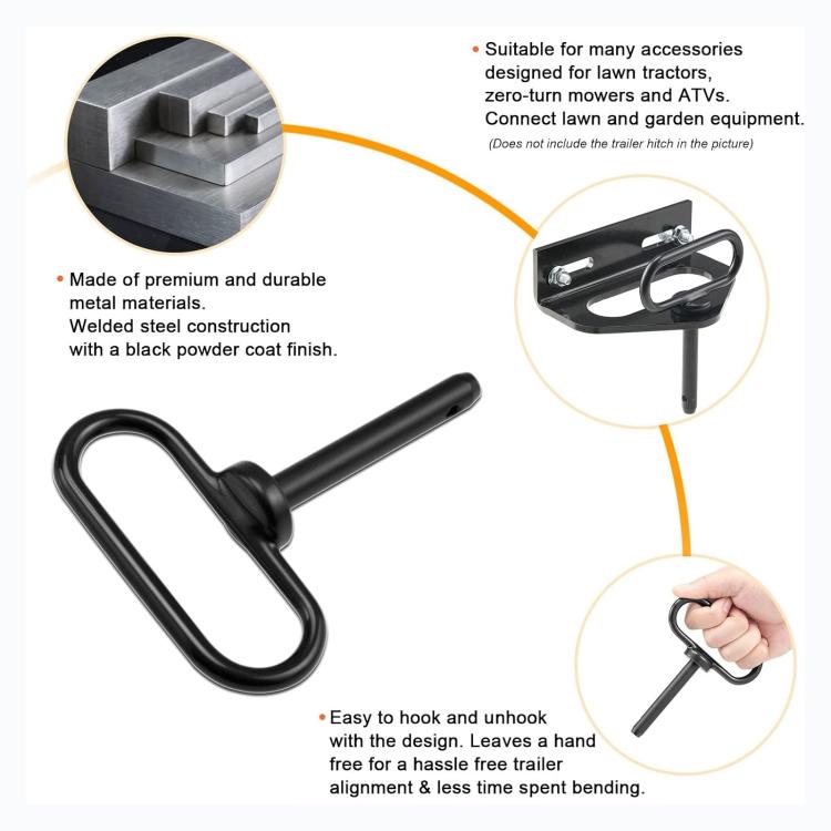 2pcs 5/8 inch Lawn Tow Behind Attachment Hitch Tractor Towing Hitch Pin