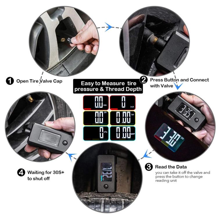 Car Digital Tire Pressure Gauge and Tire Tread Depth Gauge