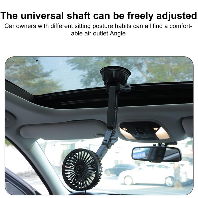 Multifunctional Car Suction Cup Fan 360 Degree Rotation Adjustable Single Head Fan