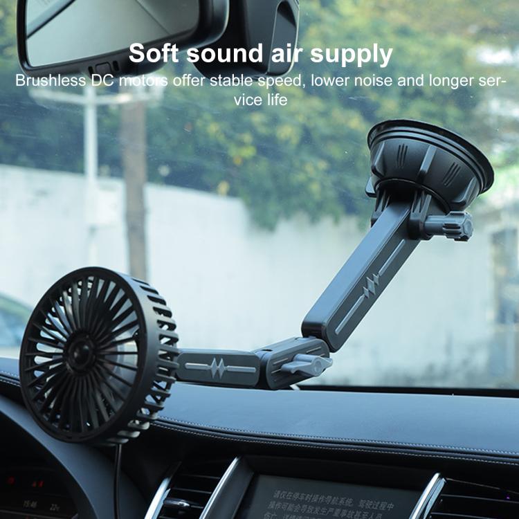 Multifunctional Car Suction Cup Fan 360 Degree Rotation Adjustable Single Head Fan