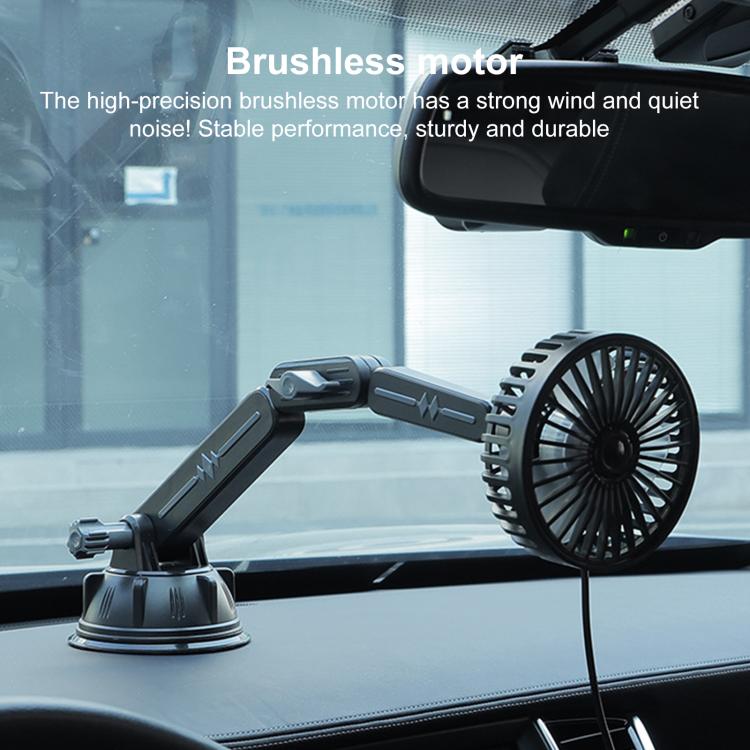 Multifunctional Car Suction Cup Fan 360 Degree Rotation Adjustable Single Head Fan