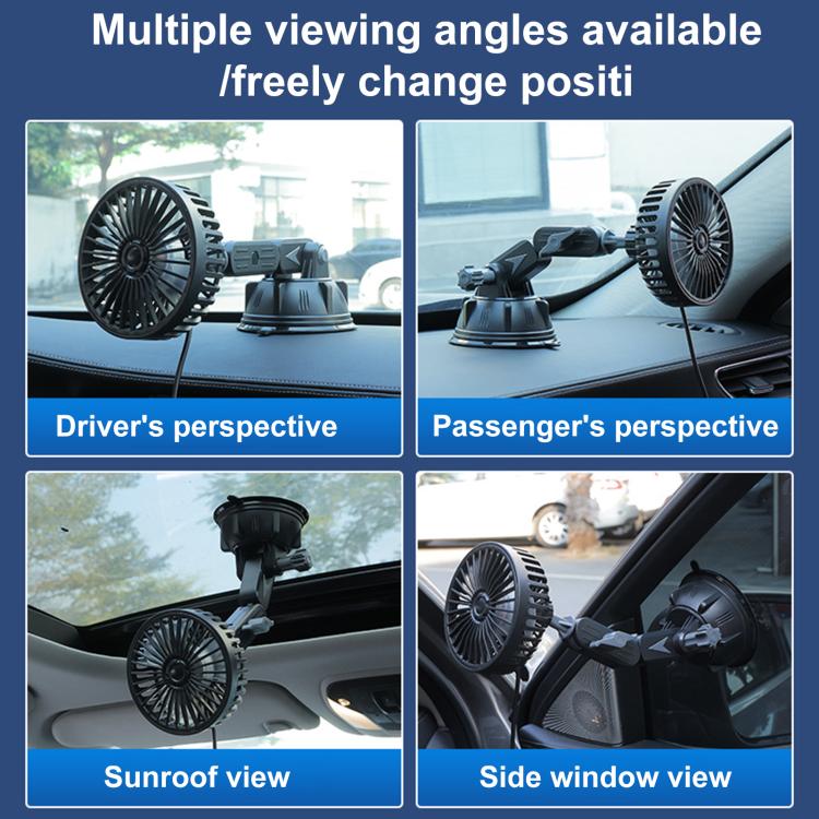Multifunctional Car Suction Cup Fan 360 Degree Rotation Adjustable Single Head Fan
