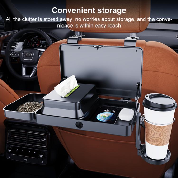 K255 Car Seat Back Storage Rack Multifunctional Tissue Box Water Cup Holder Car Rear Seat Tray Desk