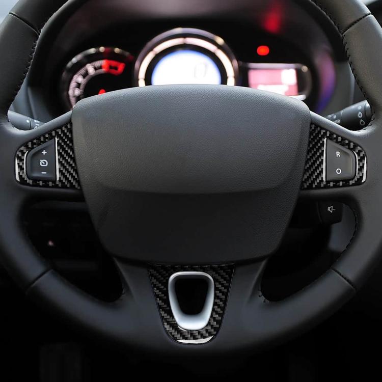 3pcs/Set Carbon Fiber Car Steering Wheel Buttons Decorative Sticker for Renault Fluence 2009-2017 / Megane 2008-2016, Left and Right Driver