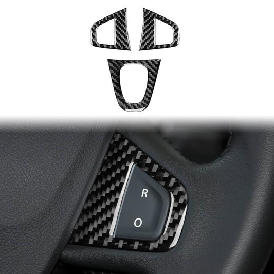 3pcs/Set Carbon Fiber Car Steering Wheel Buttons Decorative Sticker for Renault Fluence 2009-2017 / Megane 2008-2016, Left and Right Driver