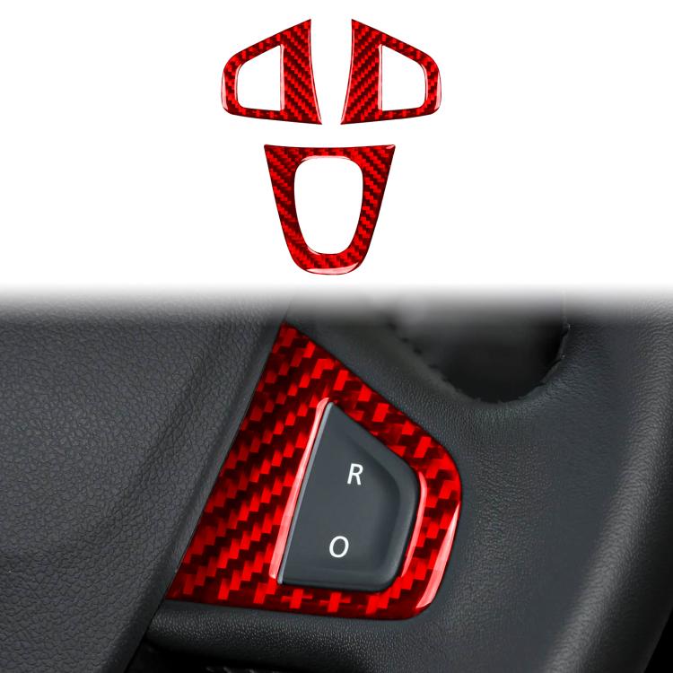 3pcs/Set Carbon Fiber Car Steering Wheel Buttons Decorative Sticker for Renault Fluence 2009-2017 / Megane 2008-2016, Left and Right Driver