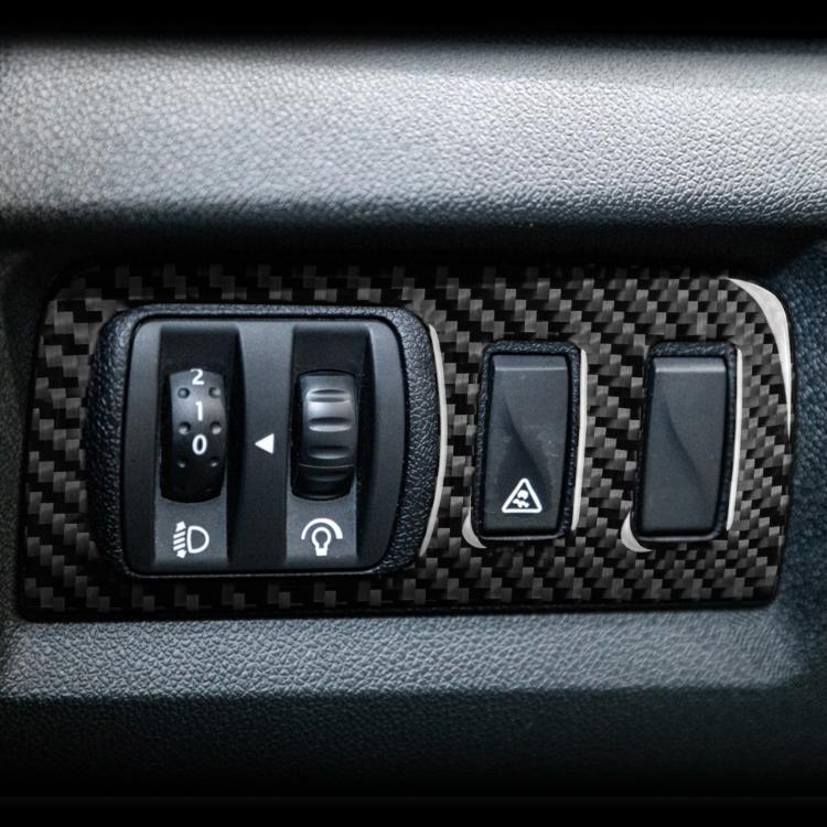 Carbon Fiber Car Headlight Button Frame Decorative Sticker for Renault Fluence 2009-2017 / Megane 2008-2016, Left and Right Driver