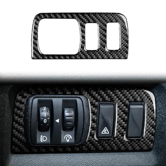 Carbon Fiber Car Headlight Button Frame Decorative Sticker for Renault Fluence 2009-2017 / Megane 2008-2016, Left and Right Driver