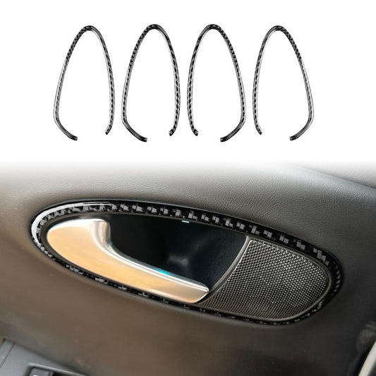 4pcs/Set Carbon Fiber Car Inner Door Handle Panel Decorative Sticker for SEAT Leon 2005-2012, Left and Right Driver