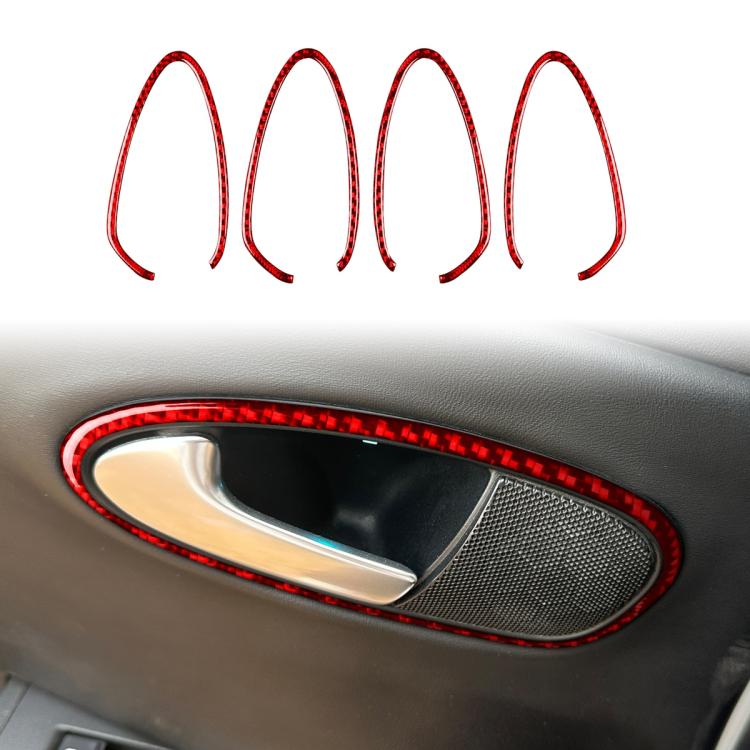 4pcs/Set Carbon Fiber Car Inner Door Handle Panel Decorative Sticker for SEAT Leon 2005-2012, Left and Right Driver