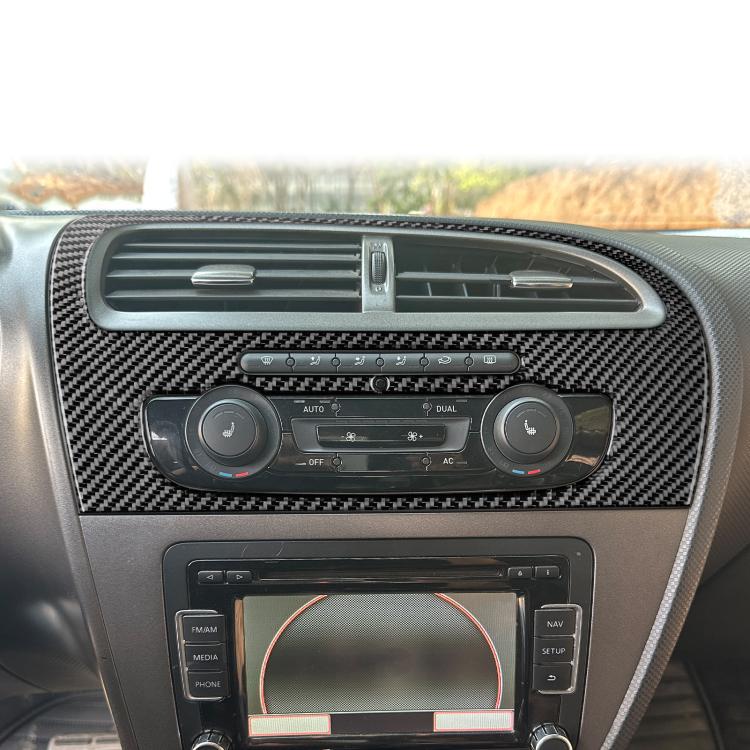 Carbon Fiber Car Center Console Air Conditioner Panel Decorative Sticker for SEAT Leon 2005-2012