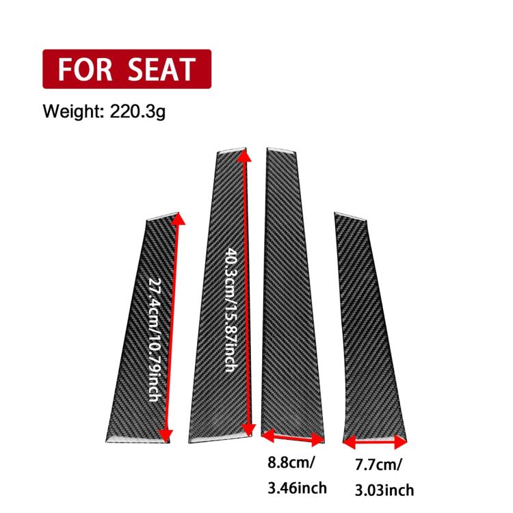 4pcs/Set Carbon Fiber Car B Pillar Decorative Sticker for SEAT Leon 2005-2012, Drop Glue Style, Left and Right Driver