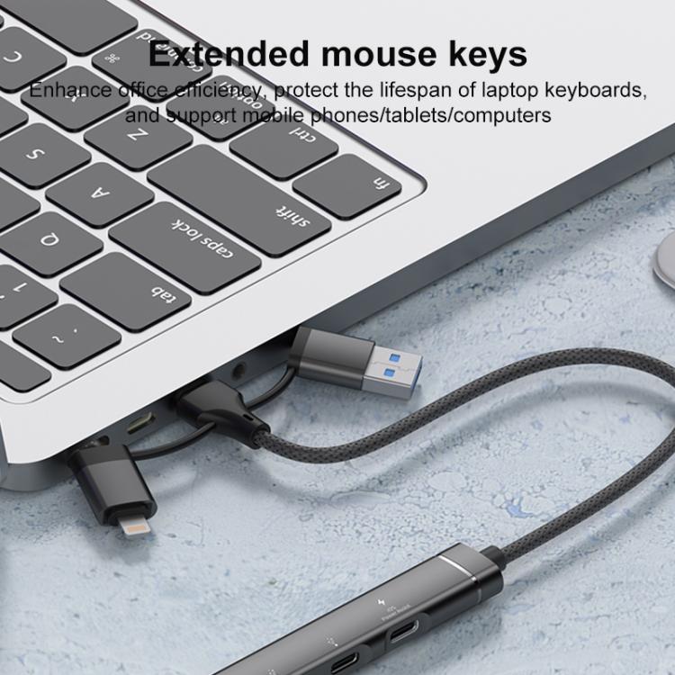 USB / Type-C / 8 Pin to PD, 2 x USB, 2 x Type-C HUB Adapter 5 in 1 Docking Station