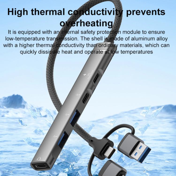 USB / Type-C / 8 Pin to PD, 2 x USB, 2 x Type-C HUB Adapter 5 in 1 Docking Station