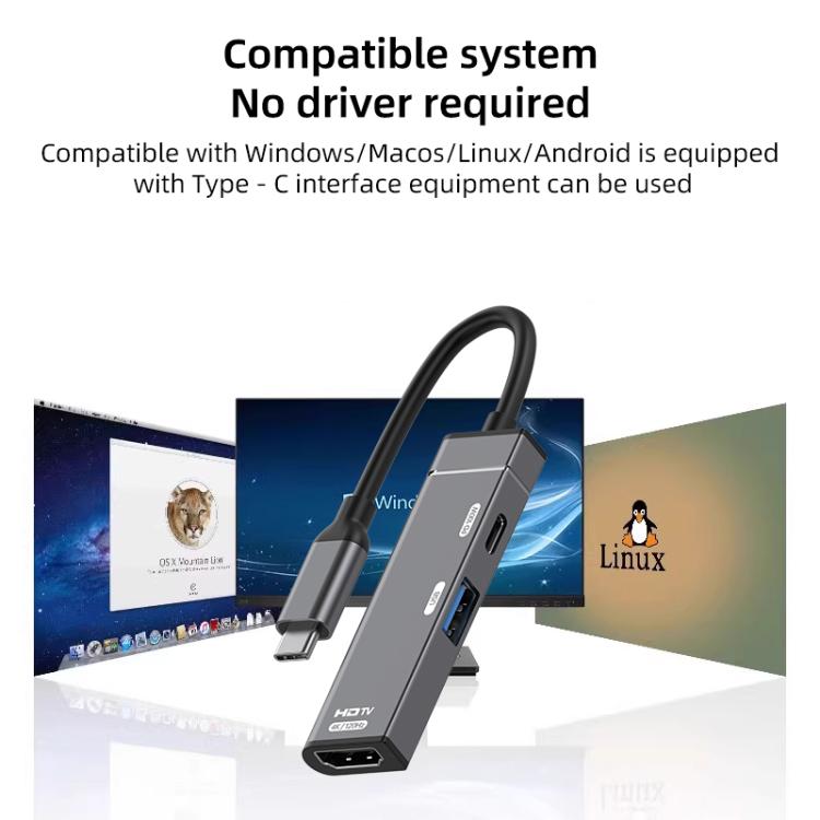 Type-C to Type-C, USB-A, HDMI HUB Docking Station