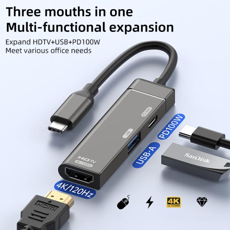 Type-C to Type-C, USB-A, HDMI HUB Docking Station