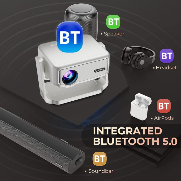 Cheerlux C6C Android Version 1280x720P 180ANSI Bluetooth 5.0 Smart Projector, with Gimbal