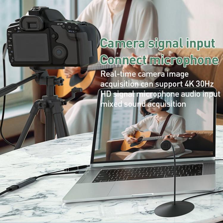 U2 4K 30Hz HDMI to Type-C HD Video Capture Card with Microphone Mixer