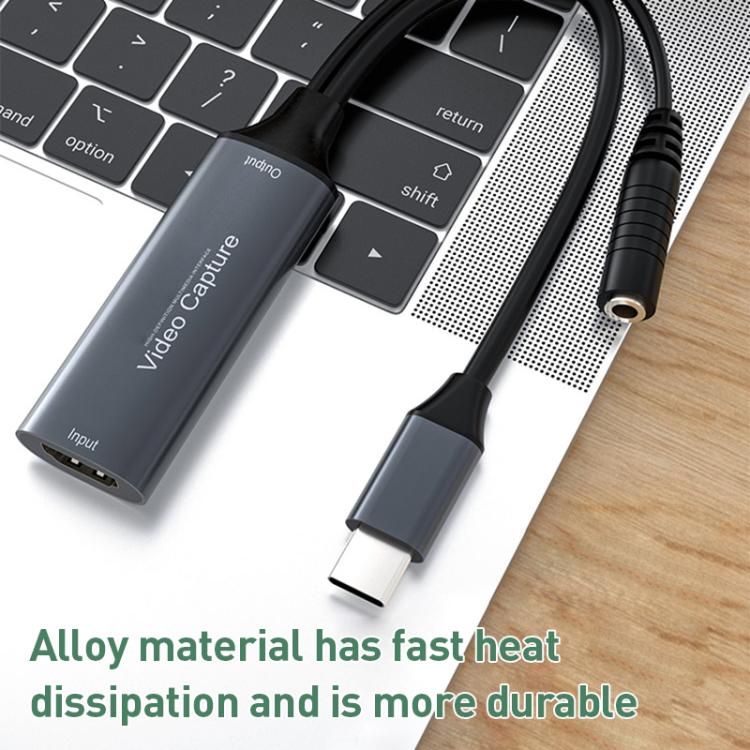 U2 4K 30Hz HDMI to Type-C HD Video Capture Card with Microphone Mixer