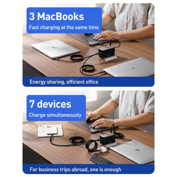 MOMAX UA28L 1-World 2 205W Dual AC 7-Port Universal Travel GaN Charger with 140W Cable