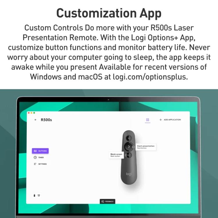 Logitech R500s Laser Wireless Smart Presentation Remote Controller