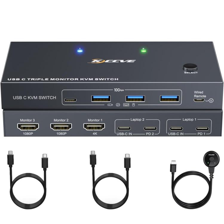 KCEVE KC-KVM203TCC USB 3.2 Dual Monitor 4K 60Hz KVM Switch