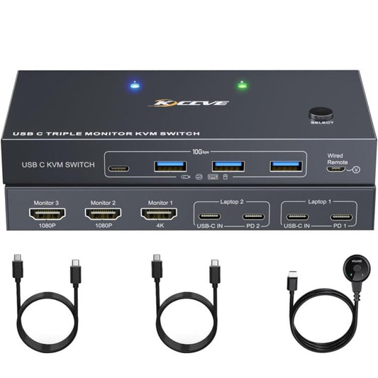 KCEVE KC-KVM203TCC USB 3.2 Dual Monitor 4K 60Hz KVM Switch
